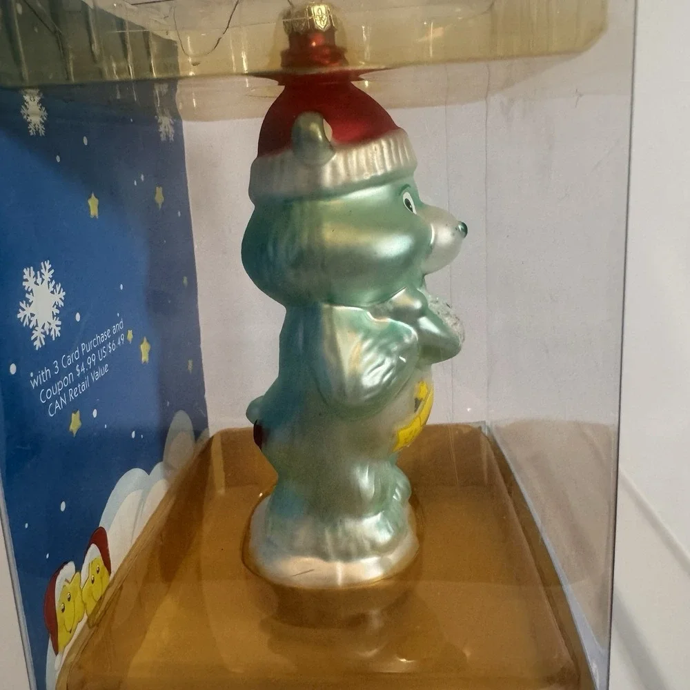 Vtg American Greetings 2005 Care Bears Bedtime Bear Glass Christmas Ornament NIB